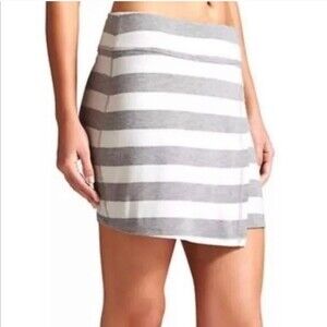 Athleta Ribbon Stripes Faux Wrap Skirt White / Grey Striped Skirt Size S